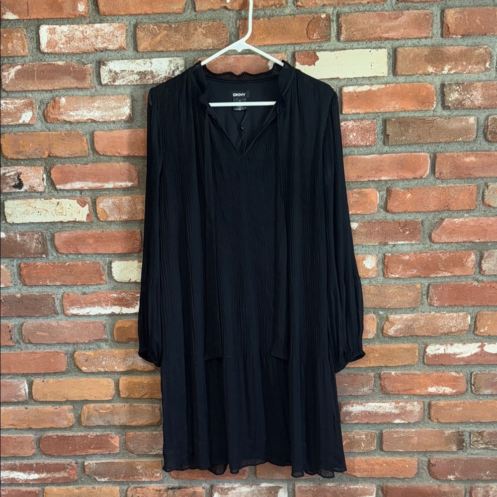 DKNY Black Textured Long Sleeve Dress